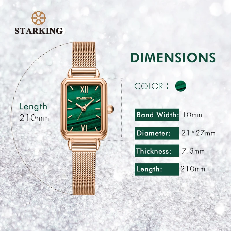 STARKING Top Brand Women Quartz Watch Japan Movt Rectangular Small Green Ladies Girls Bracelet ultra-thin waterproof Wristwatch