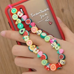 Cute Fruit Bead Phone Strap Chain Multi-function Hanging Hand Rope for iPhones Keys USB Cell Lanyard Cord цепочка