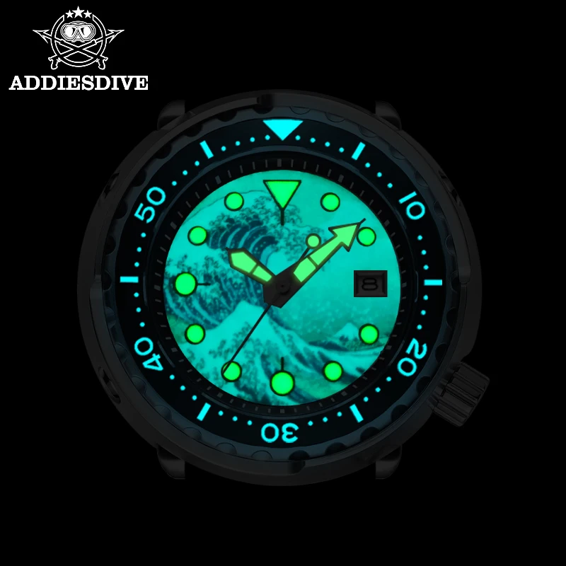 ADDIESDIVE Men for Watch Tuna Diver Surf Watch Luminous Sapphire Ceramic Bezel 30Bar Water Resistant Automatic Mechanical Watch