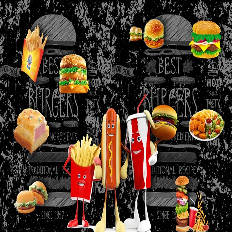 

Пользовательские 3D фото обои хлеб гамбургер фаст-фуд ресторан пицца магазин плакат фреска украшения фон настенное искусство