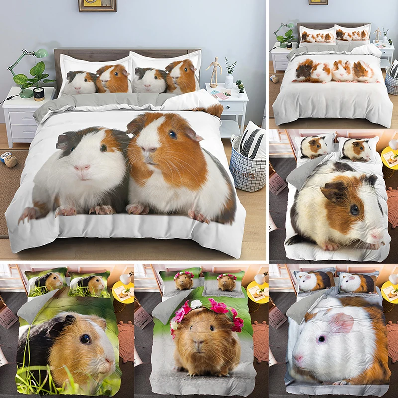 

Guinea Pig Bedding Set Cute Mouse 3D Printed Duvet Cover Animal Comforter For Kids Boys Girls Teens Quilt