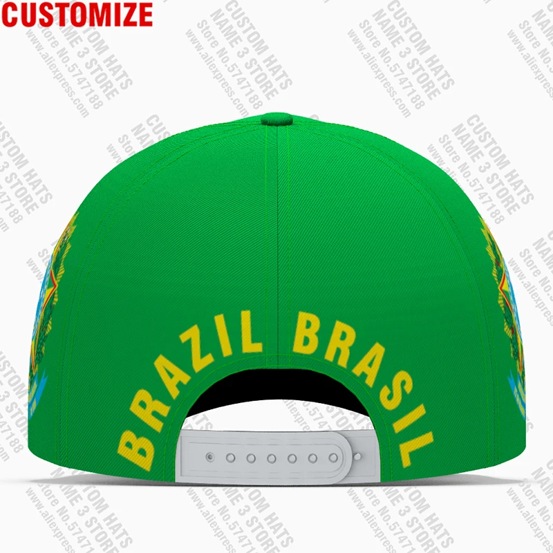 Brazil Baseball Cap Free 3d Custom Made Name Number Team Logo Br Diy Hat Bra Country Travel Portugal Nation Brasil Flag Headgear