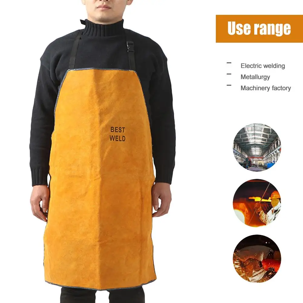 Leather Welder Apron Heavy Duty Flame Retardant Welding Work Apron Unisex Adjustable Work Shop Protective Clothing