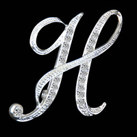 Women Men A-Z Letter Brooch Rhinestones Crystal Silver Color English Alphabet Metal Pins Cute Jewelry Accessories Christmas Gift