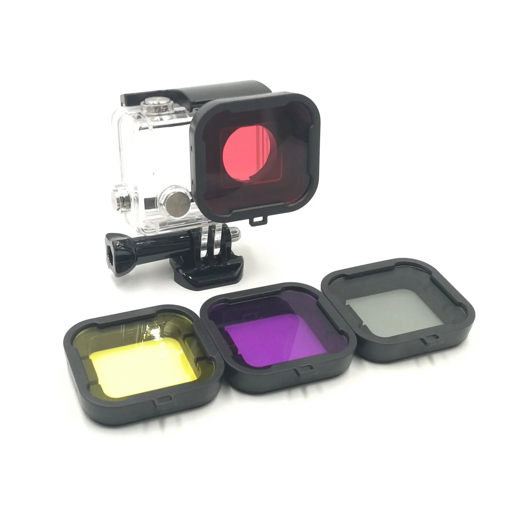 4pcs Yellow Red Purple Grey Underwater Diving Filter for GoPro Hero 4 3+ New