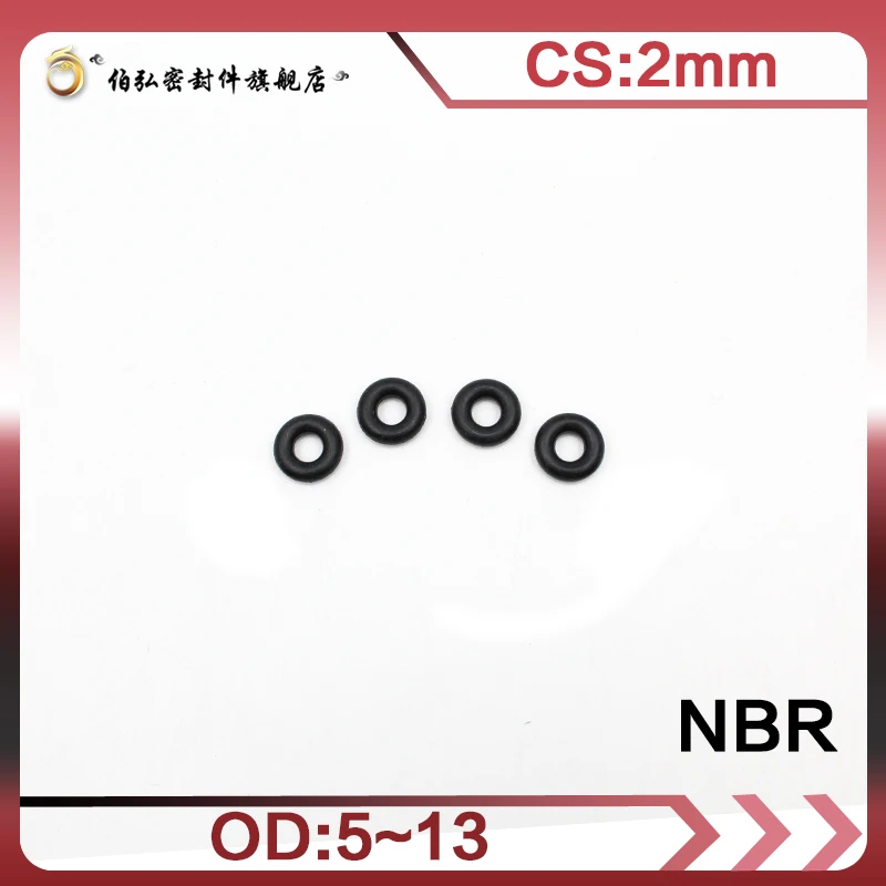 Gomma Nitrile O-Ring 50 Pz/lotto Nero di trasporto NBR Tenuta CS 2 millimetri OD5/5.5/6/6.5/7/8/8.5/9/10/10.5/11/11.5/12/13mm O-Ring di Tenuta