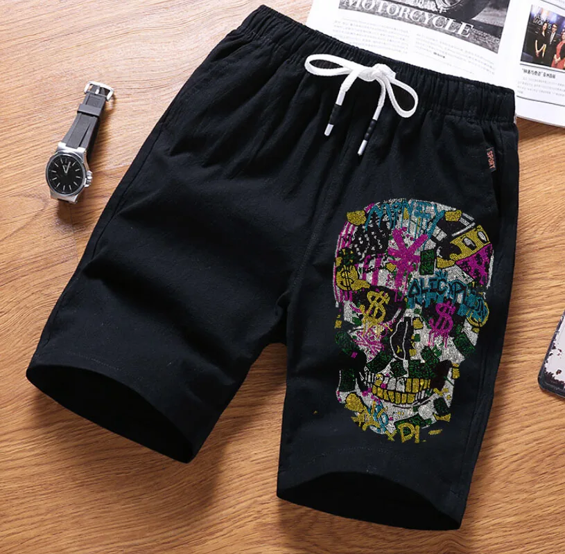 

Top Quality cotton short Rhinestones Men short Pants Hip hop Men Hot drill style