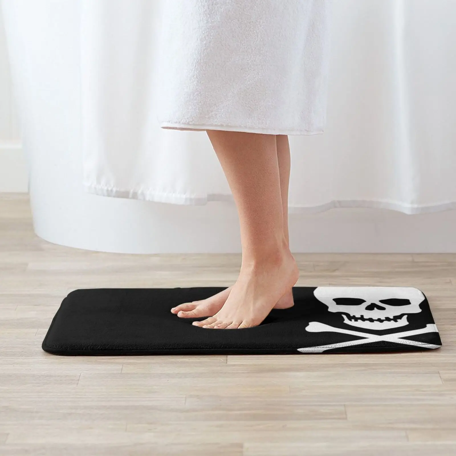 White Pirate Skull And Bones Soft Cushion Home Carpet Door Mat Car Rug Pirate Skull And Bones Flag Treasure Skeleton White Cool