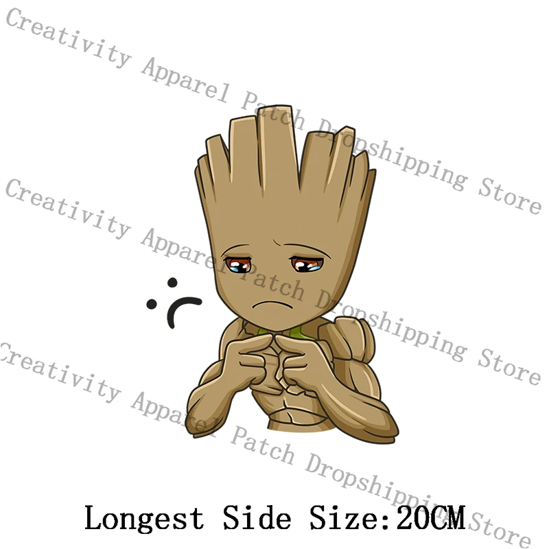 Cute Marvel Cartoon Groot Thermo Adhesive Patches for Disney Clothes Patches for Clothing Heat Transfer Stickers Iron on Patches