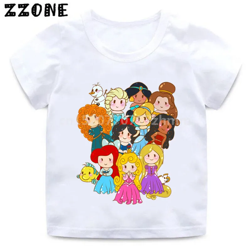 Ragazze/ragazzi piccole principesse impressionante maglietta del fumetto bambini vestiti divertenti bambini estate bianco top T-shirt bambino