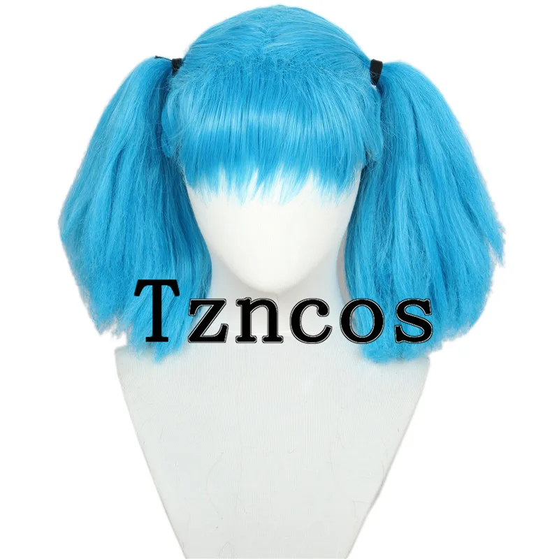 Tzncos Sally Dark Bule Short Wig Heat Resistant Synthetic Hair face