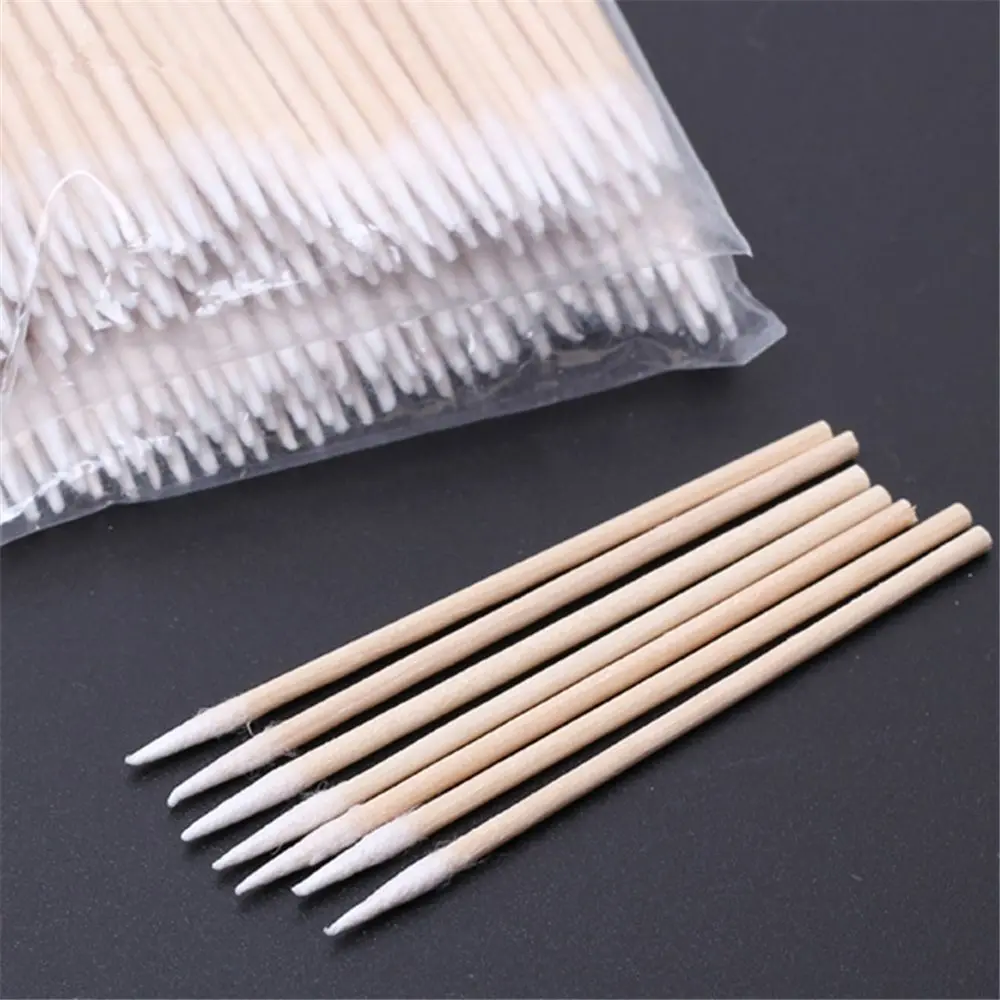 

100Pcs Wood Cotton Swab Cosmetics Permanent Makeup Health Medical Ear Jewelry Clean Sticks Buds Tip Wood Cotton Head Swab