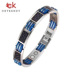 Oktrendy Titanium Health Magnetic Bracelet Blue Color Luxury Bangles & Bracelets Friendship Charge Bracelets Therapy Jewelry