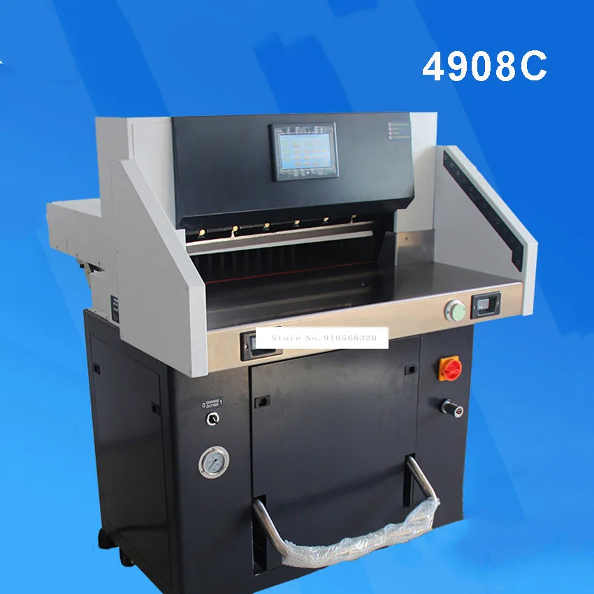 Recortadora de presión papel hidráulica doble, máquina automática de corte de papel, Control de programa, 4908C, 1,8kw, ancho máximo 49cm, 220V