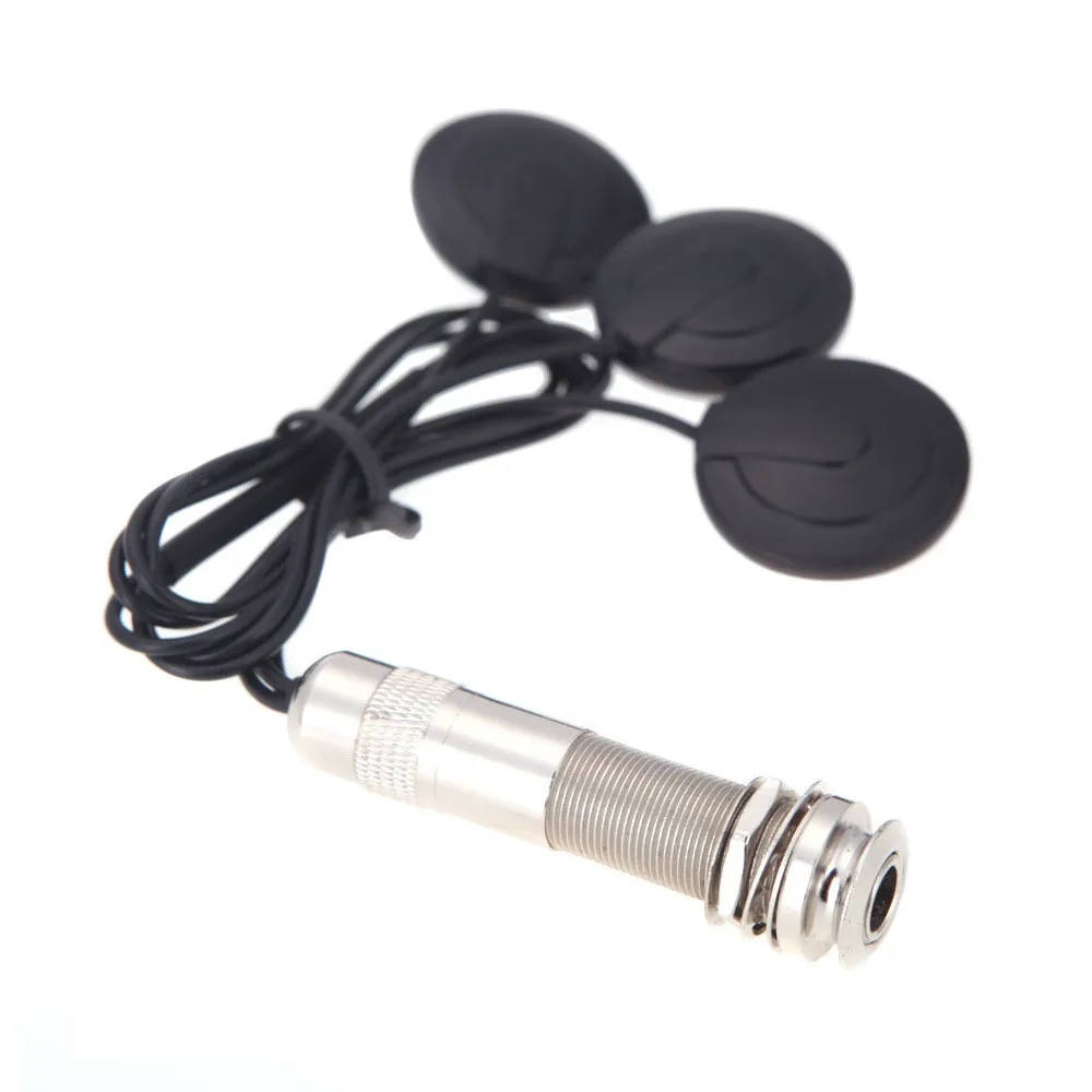 Universal 6.35mm Pickup Piezo 3 Transducer for Acoustic Guitar Ukulele Mandolin Violin Sliver Black Metal Rubber Plastic