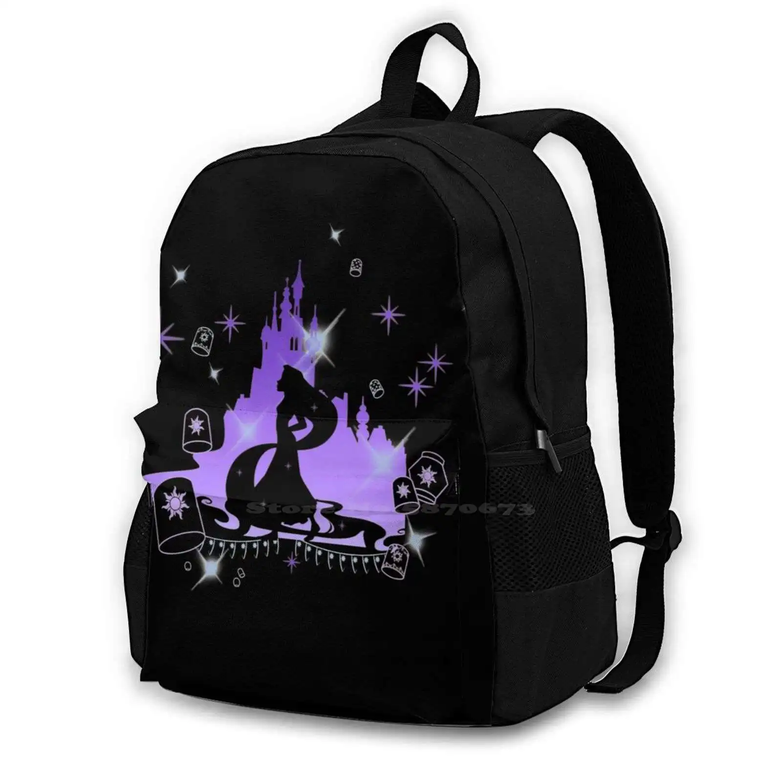 

Tangled Silhouette Portrait Graphic Fleece School Bags Travel Laptop Backpack Tangled Silhouette Portrait Graphic