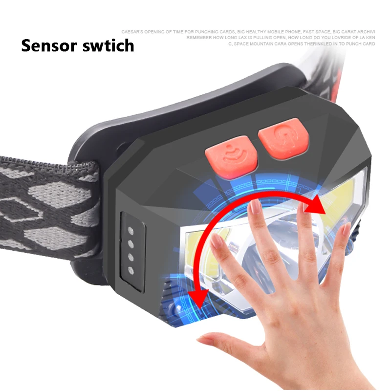 Litwod XP-G Q5 Sensor Zoomable Led Koplamp Ingebouwde Batterij Hoofd Lamp Koplamp Bollen Lights Running Waterdichte Wit Rood Kleur