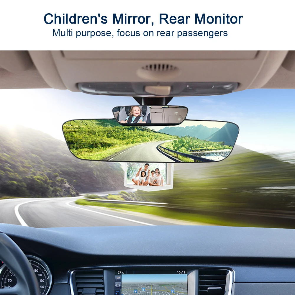 Blue Anti Dazzle Car Rear View Mirror Makeup Children Mirrors Assist With Parking Card Photo Frame Kit Auto Accessories Interior