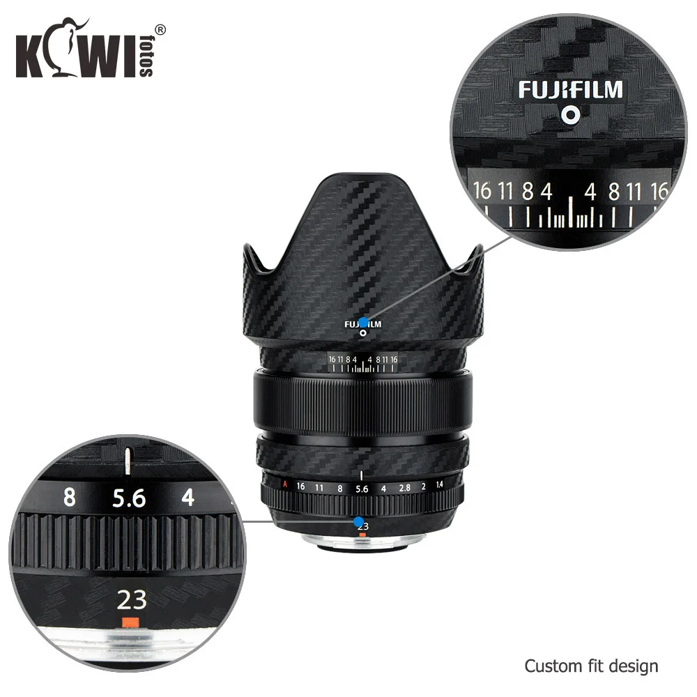 Anti-Scratch-und Objektiv Haube Abdeckung Haut Film für Fujifilm XF 23mm F 1,4 R Objektiv & LH-XF23 Objektiv Haube 3M Aufkleber Carbon Fiber
