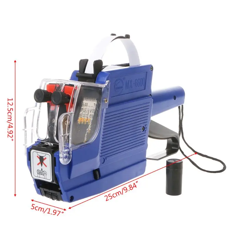 D5QC MX-6600 10 Digits Two-line Labeller Price Tag Gun Label 2 Lines For Retail Store Pricing Tag Display Tool + Ink Roller