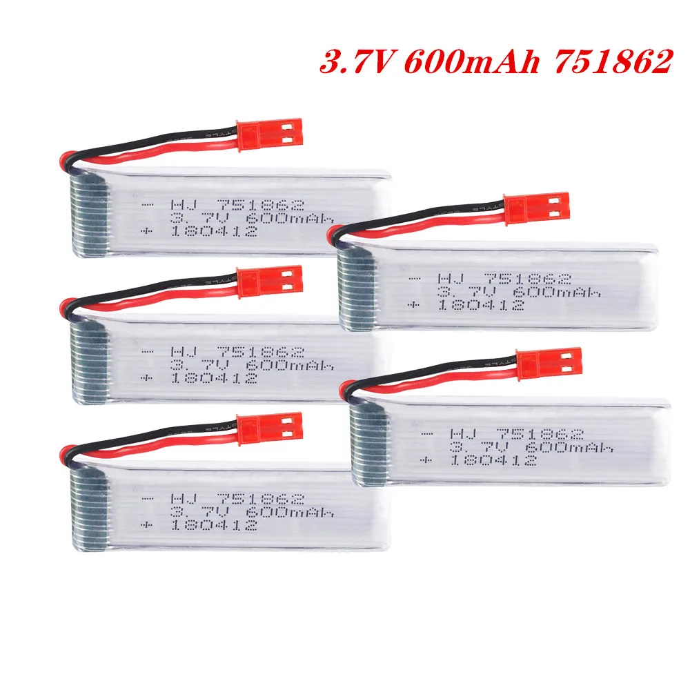 3.7V 600mAH Lipo Battery With 5in1 For For Udi U815A U818A U819A L6052 L6036 V212 V222 H07 RC Battery Accessoryery 2pcs To 5pcs