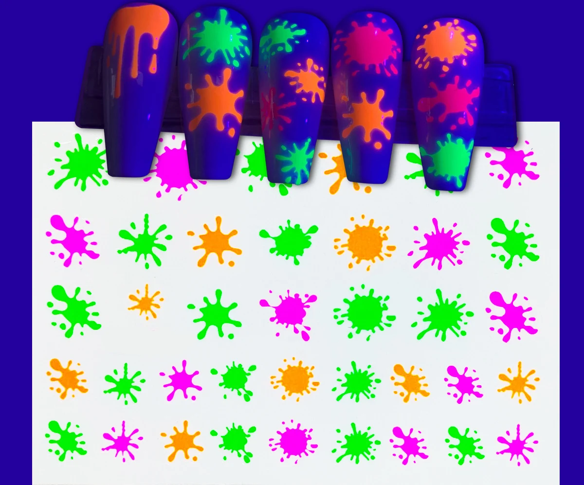 2021 New 3D Bohemia Self-Adhesive Neon Curve Fireworks Water Lnk Image Nails Stickers Acrylic Decorations Manicure Z0487