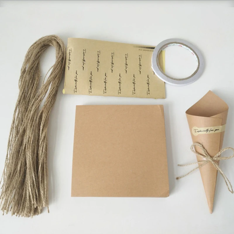 50PCS Wedding Confetti Retro Kraft Paper Petals Candy Placed Natural Confetti Cones For Wedding Party Birthday Party Decoration