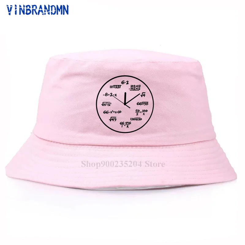 Newest fashion cotton casual Bucket hat Pre-cotton math clock print funny men women Fishing hat cool summer Beach visor sun hats