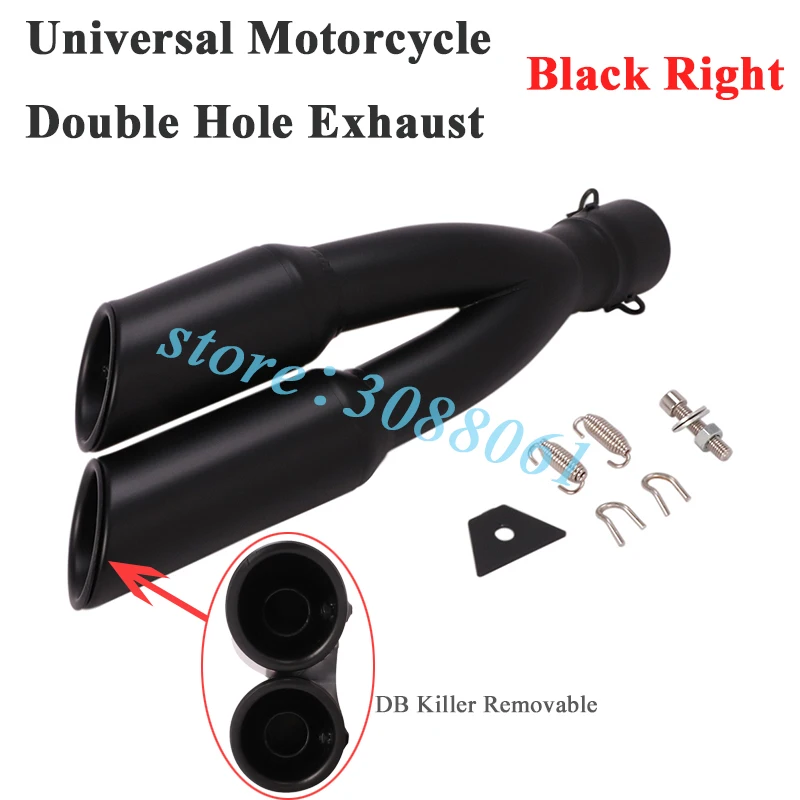 Universal Left Right Motorcycle Exhaust Pipe Escape Silencer Modified 2 Holes Muffler DB Killer For Z1000 Ninja650 MT-03 R1 ATV