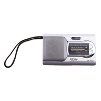 BC-R22 Mini Pocket AM FM Radio Slim Portable Radio Receiver Stereo Speakers Music Player with Telescopic Antenna