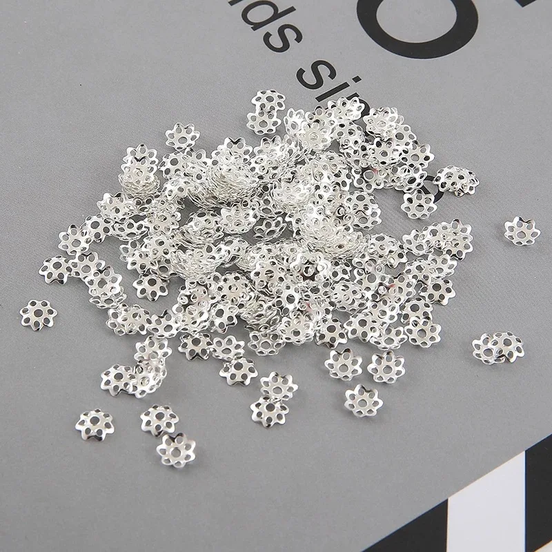 500pcs 6mm Silver Gold Bead Caps For Jewelry Bead Caps End Receptacle Hollow Flower Torus DIY Spaced Apart Jewelry Accessories