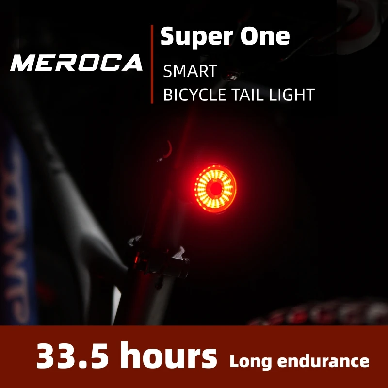 MEROCA Intelligent Bicycle Rear Light Auto Start/Stop Brake Sensing IPx6 Bike Taillight LED USB Charging Cycling Flashlight