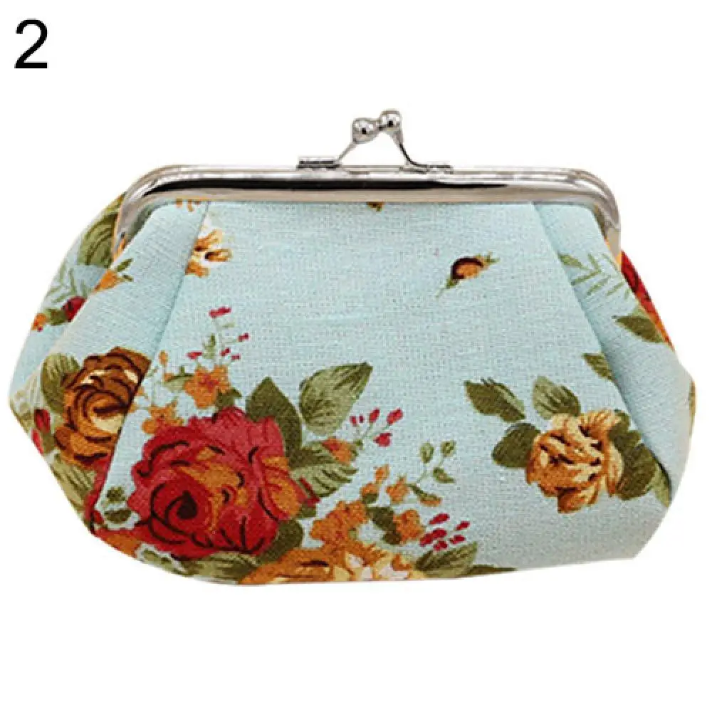 Women Wallet Flower Printed Canvas Card Holder Coin Purse Clutch Handbag Bag Wedding Party Gift Storage Bags