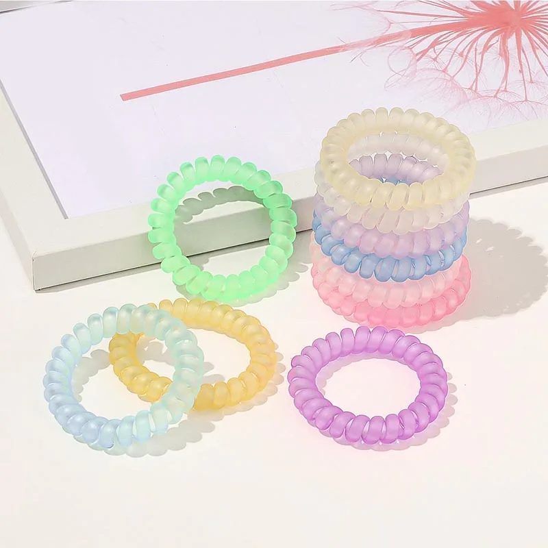 Colorful Telephone Wire Hair Bands Women Girls Hair Accessories Rubber Band Headwear Hair Rope Spiral Shape Hair Ties headwear