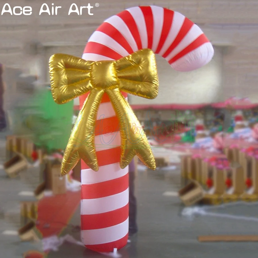 Classic Inflatable Candy Canes, Red-White Stripes, Bow-knot, Outdoor, Merry Christmas Party, New Arrival