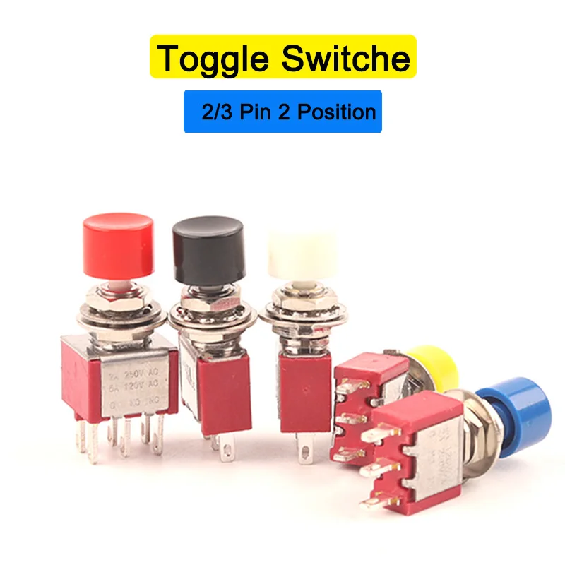 5PCS High Quality 6mm 3/6Pin 2 Position Mini Momentary Automatic return Push Button Switchl ON OFF 5A125V/2A250V Toggle Switch