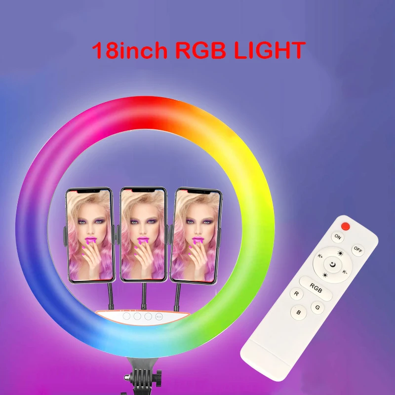 RGB 18inch 14inch 10inch 6inch Photo Ringlight Led Ring Light Phone Lamp Photography Lighting For Youtube Video