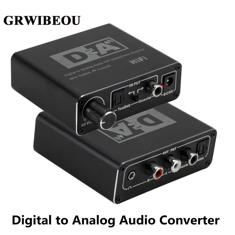 

HIFI DAC Amp Digital To Analog Audio Converter Decoder 3.5mm AUX RCA Amplifier Adapter Toslink Optical Coaxial Output DAC 24bit