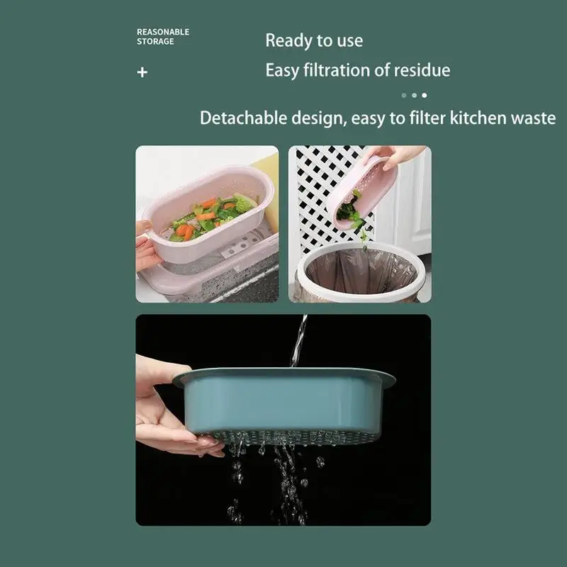 Retractable Drain Basket Sink Rack Telescopic Drain Rack Filter Leftovers Drain Basket Dishwashing Cloth Storage Kitchen Tools