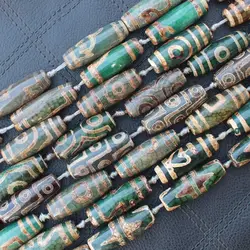 4pcs ,Many Patterns Around 38-40mm Green Antique Tibet Dzi agates Beads,For DIY Necklace Bracelat Jewelry Making !