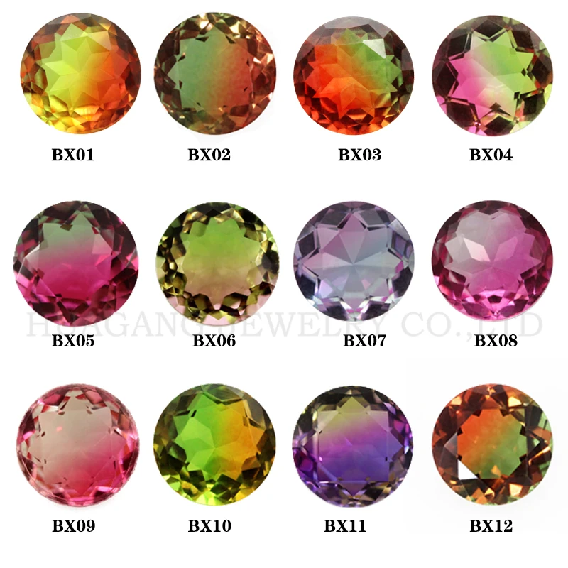 Round Shape Watermelon Tourmaline Stone Synthetic Glass Loose Beads Size 4mm~14mm For Jewelry Making