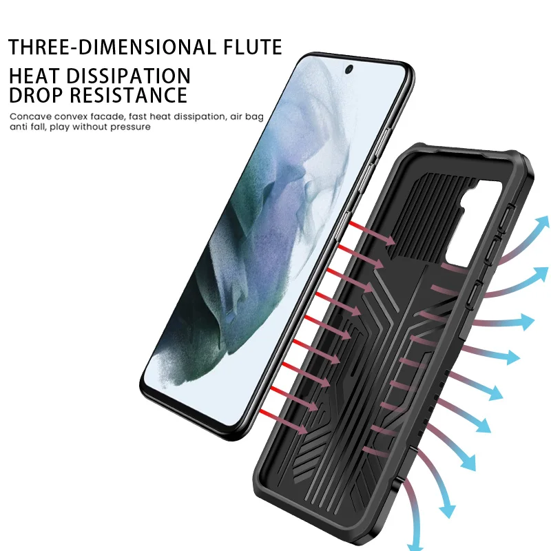 For VIVO Y30 Y31 Y72 Y91i Y95 Y50 Y20 V20 V19 V17 Y20G Heat Dissipation Silicone Phone Case Mache Bumper Stand Cover with Stents