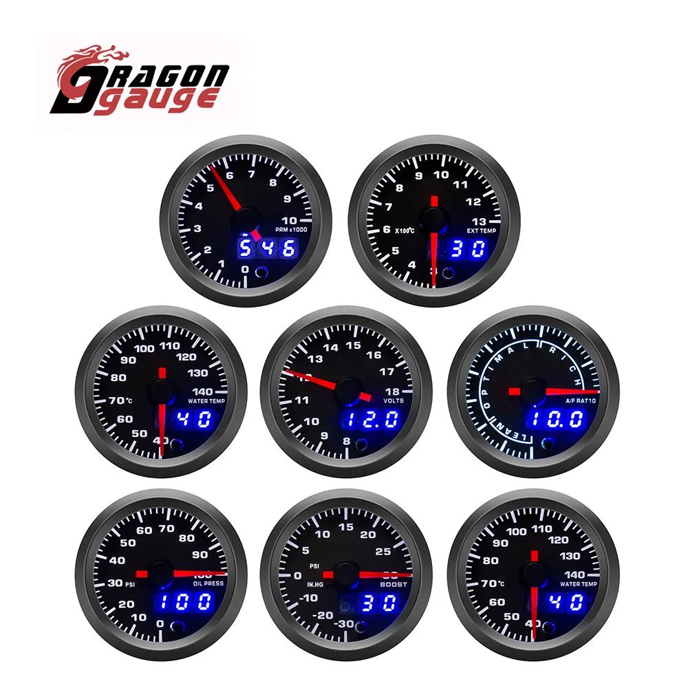 DRAGO GAUGE 52 millimetri Auto Tachimetro PRM Boost Gauge Tensione EGT Gauge Temperatura Dell\'acqua Temp Olio Pressione Olio Auto Gauge misura per