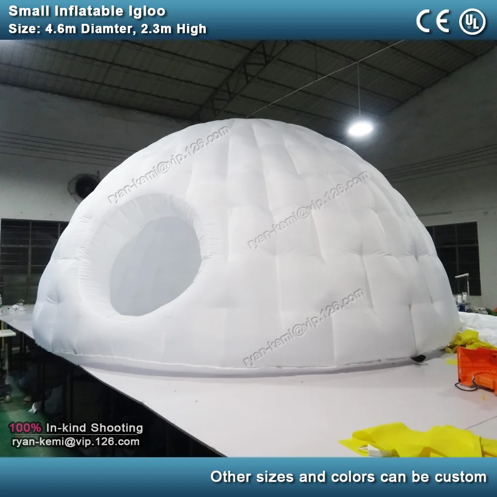 

4.6m diameter small inflatable igloo tent for party events outdoor round camping kids tent with door white inflatable dome roof