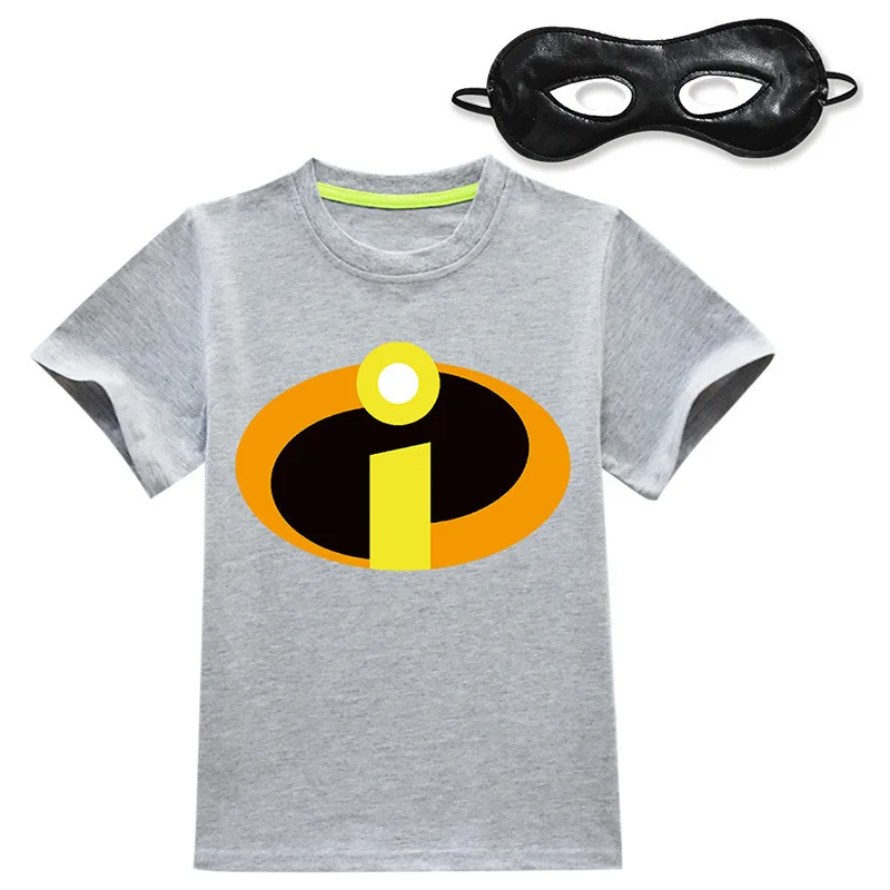 Summer Boys Cosplay Mr. Incredible 2 Clothes Toddler Kids Cloak Eye mask Short Sleeve T-shirts Children Teen Tops Sets Clothing