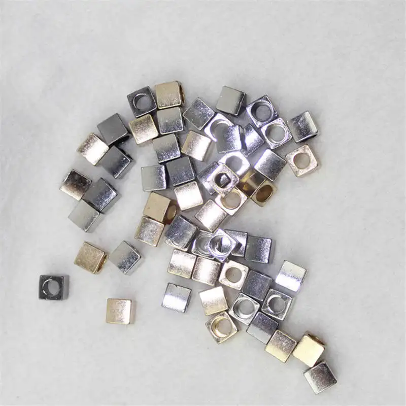 Metal Alloy Square Cord End Tip End Cap Jewelry Making Garment Hat Shoelace Accessory DIY Craft Supply Single Hole 8x8mm 20PCs