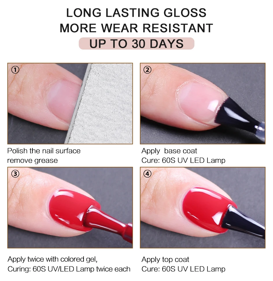 No-Wipe Top Coat, Base Coat, Primer, UV-Gel, Nagelkunst-Tips, Maniküre-Gel, Nagellack, Farbgel, Esmalte Semi Permanente – Detail 2