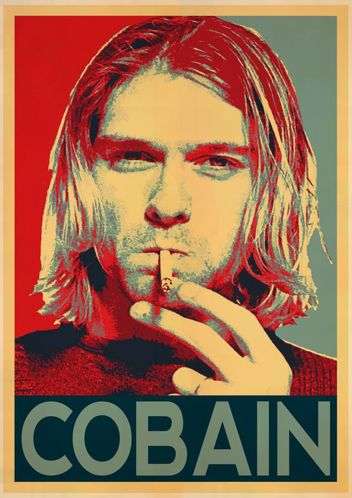 Singer Kurt Cobain Posters Rock and Roll Music Retro Kraft Paper Sticker DIY Vintage Room Bar Cafe Decor Gift Art Wall Paintings