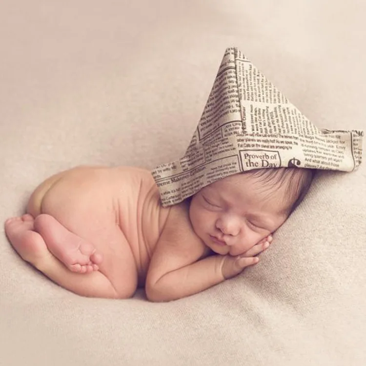 Newborn Photography Props Tall Flanging Hat Bucket Hat Infant Creative Hat Baby Photo Shoot Accessories Letters Design