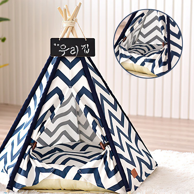 2021 New Stripped Dog Cat Puppy Tents Houses Pet Puppy Kitten Bed Canvas Cute House-Portable Washable Dog Tents for Dog&Cat Dec